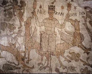 (dettaglio) di Alessandro Magno con animali indiani di Pantaleone, dalla navata centrale
