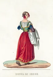 Donna di Sezze (incisione colorata)
