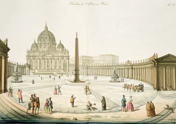 Facciata di San Pietro a Roma con la piazza davanti, tavola 25 da Parte III di La storia delle nazioni, inciso da G. Lago