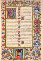 Fol.208r Lettera di San Paolo a Timoteo, dalla Bibbia di Borso d