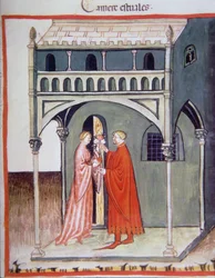 Fol.97r Stanza estiva, illustrazione dal Tacuinum Sanitatis Codex Vindobonensis