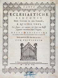 Frontespizio della partitura musicale del Concerto 5 in "Canzoni alla francese" di Adriano Banchieri