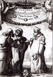 Frontespizio di Dialogo sopra i due massimi sistemi del mondo di Galileo, pubblicato nel 1632