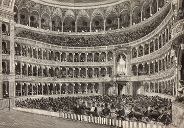 Serata di gala al teatro Costanzo in onore del principe ereditario di Germania (futuro Federico III), Roma, Italia (incisione)