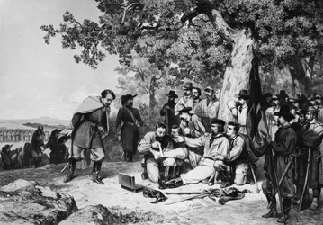 Giuseppe Garibaldi (1807-82) ferito alla Battaglia di Aspromonte nel 1862