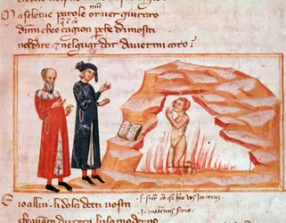 Guido Guinizzelli e le anime dei lussuriosi (canto 23 del Purgatorio, nella Divina Commedia) (miniatura)