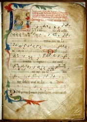 Partitura illuminata di canti ambrosiani dal Messale di Antonio da Vumate