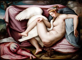 Leda e il cigno. Pittore romano 1550. Genova. Italia