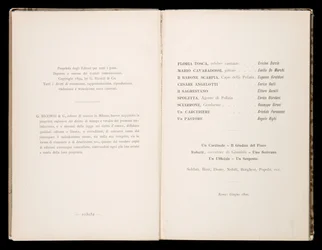Libretto della Tosca di Giacomo Puccini, Edizione Ricordi, Italia