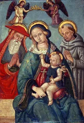 Madonna col Bambino incoronata da due angeli, con San Girolamo e San Francesco