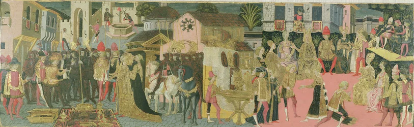 Cerimonia di matrimonio dipinta su pannello di cassone, Scuola Fiorentina, c.1430