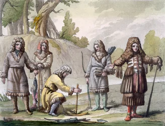 Uomini della Kamchatka, estremo oriente della Russia, c.1820-30