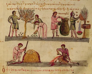 Ms Grec 479 Lavoro nei campi, illustrazione dal Cynegetica di Oppiano