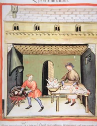 I macellai: cottura del fegato, dal Tacuinum Sanitatis