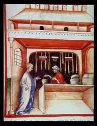 Vendita di muschio, dal Tacuinum Sanitatis