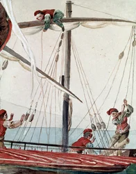 Antichi mestieri napoletani: una barca da pesca - acquerello del XIX secolo - Napoli, Museo Nazionale di San Martino