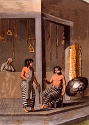 Indiani delle Pampas in un negozio chiamato Indiano, Calle de-los-Torres, Buenos Aires, c.1820-30