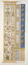 Pannello della Loggia di Raffaello in Vaticano, da Delle Loggie di Rafaele nel Vaticano, inciso da Giovanni Ottaviani (c.1735-1808), pubblicato c.1772-77 (incisione colorata a mano)