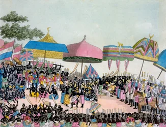 Vista panoramica del Yam Custom, da Costumi dei... di Giulio Ferrario, c.1820-30
