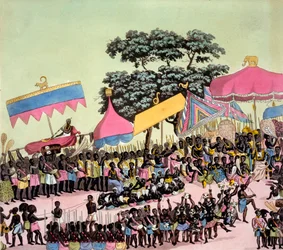 Vista panoramica del Yam Custom, da Costumi dei... di Giulio Ferrario, c.1820-30