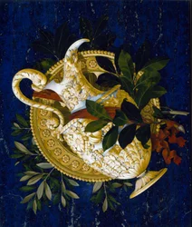 Brocca e foglie (intarsio di marmo)