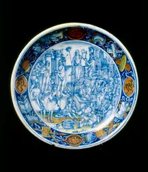 Piatto con le Allegorie di Selene, manifattura di Faenza