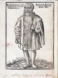 Ritratto di Adrianus Petit Coclico (1500-1562) compositore dei Paesi Bassi del Rinascimento.