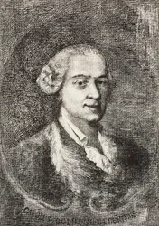 Ritratto di Carlo Goldoni (1707-1793), drammaturgo italiano, incisione di Marco Pitteri da un dipinto di Giambattista Piazzetta e disegno di E Ximenes