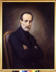 Ritratto di Giuseppe Mazzini (1805 o 1808 - 1872). Dipinto del XIX secolo. Museo del Risorgimento. Milano