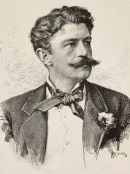 Ritratto di Herbert von Bismarck (1849-1904), politico tedesco, incisione di Riera da fotografia dei Fratelli Vianello, da L