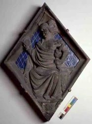 Prudenza, piastrella in rilievo dal Campanile