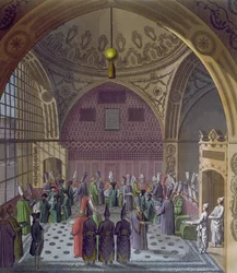Ricevimento degli ambasciatori occidentali dal Gran Visir del Sultano a Costantinopoli, c.1820