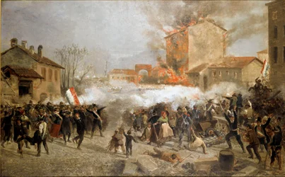 Rivoluzioni del 1848, Cinque Giornate di Milano: gli insorti prendono porta Tosa il 22 marzo (dipinto)