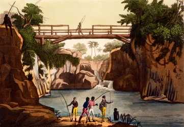 Fiume Roccie vicino a San Benedetto, Isola del Madagascar, da Costumi dei... di Giulio Ferrario, c.1820-30