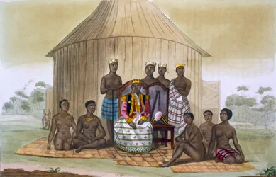 Saba, o sovrano, con nobili e sua moglie, Africa occidentale, c.1820-30