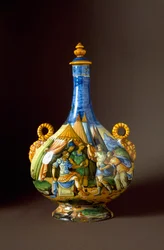 Scene dalle Metamorfosi di Ovidio. Caraffa in ceramica prodotta a Urbino nella bottega Fontana, Italia. XVI secolo, Firenze, Museo Nazionale del Bargello