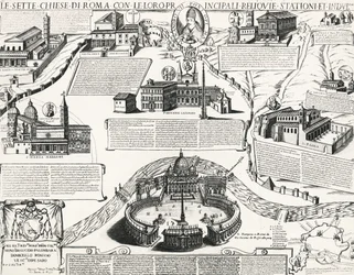 Sette Chiese di Roma, con ritratto di Alessandro VII (Papa 1655-1667), Italia