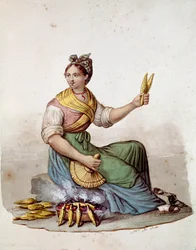 Antico mestiere napoletano: venditrice di granturco arrostito, XIX secolo, Museo Nazionale di San Martino, Napoli
