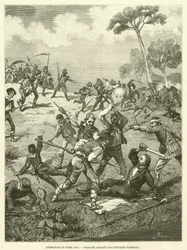 Spedizione di Sapri (1857), Pisacane assalito dai contadini furibondi