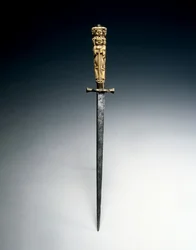 Stiletto con impugnatura a figure di Carità, Giustizia e Speranza, c.1650
