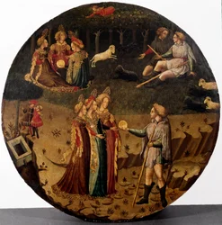 Il giudizio di Paride. Il pastore Paride deve scegliere a quale delle tre dee, Atena, Afrodite o Era, donare la mela d