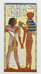 La dea Hathor che mette il collare magico su Seti I