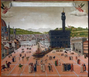 Il rogo di Girolamo Savonarola in Piazza della Signoria, Firenze nel 1498