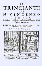 Frontespizio di un libro di cucina italiano, pub. Venezia, 1622