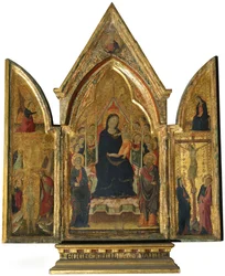 Trittico: Vergine Maria e Bambino con Santi, Angeli e la Crocifissione