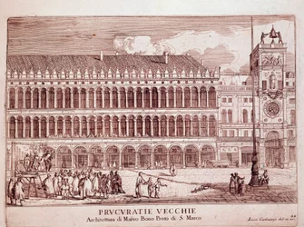 Vista delle Procuratie Vecchie in Piazza San Marco a Venezia