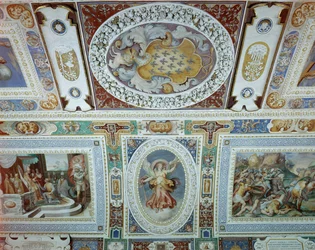 Veduta della Sala dei Fasti Farnese ideata da Onofrio Panvinio e affrescata da Taddeo (1529-66) e Federico Zuccaro (1540-1609) 1557-83 (dettaglio)