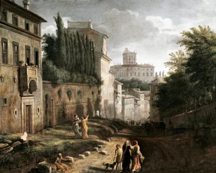 Veduta della via San Bonaventura sul colle Palatino a Roma
