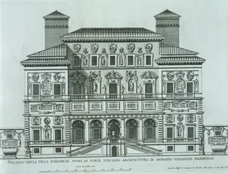 Veduta della facciata di Villa Borghese, Roma