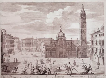 Veduta della piazza della chiesa di Santa Maria Formosa a Venezia